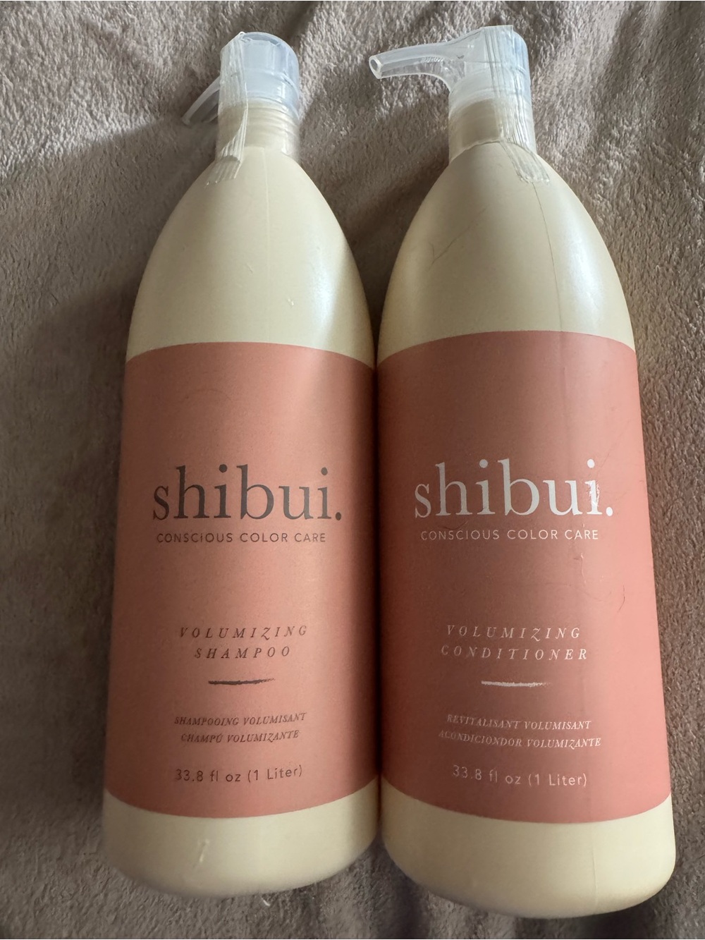 Shibui Volumizing Shampoo & Conditioner Duo — Blush Peach Labels 1 liter each